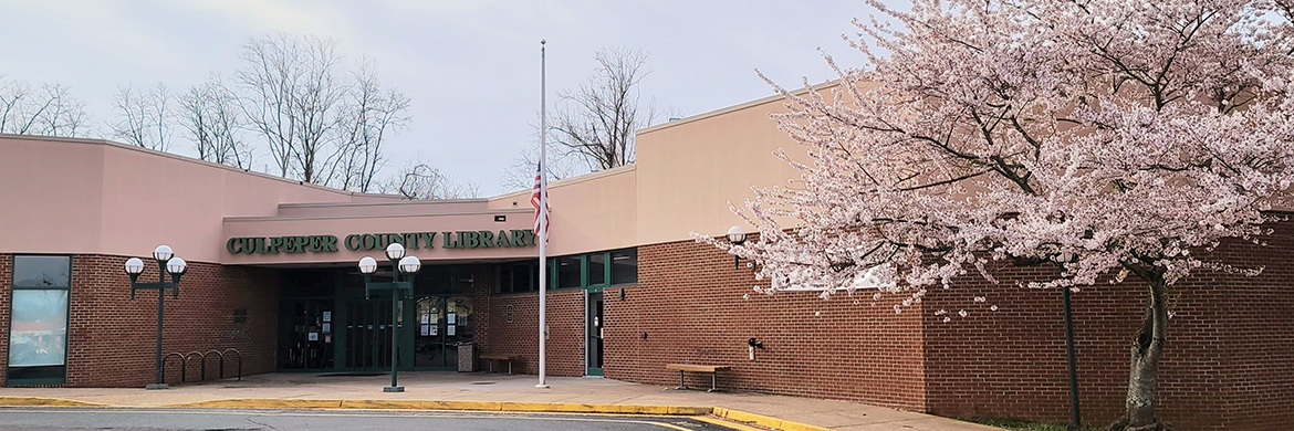 Culpeper County Library building exterior in spring